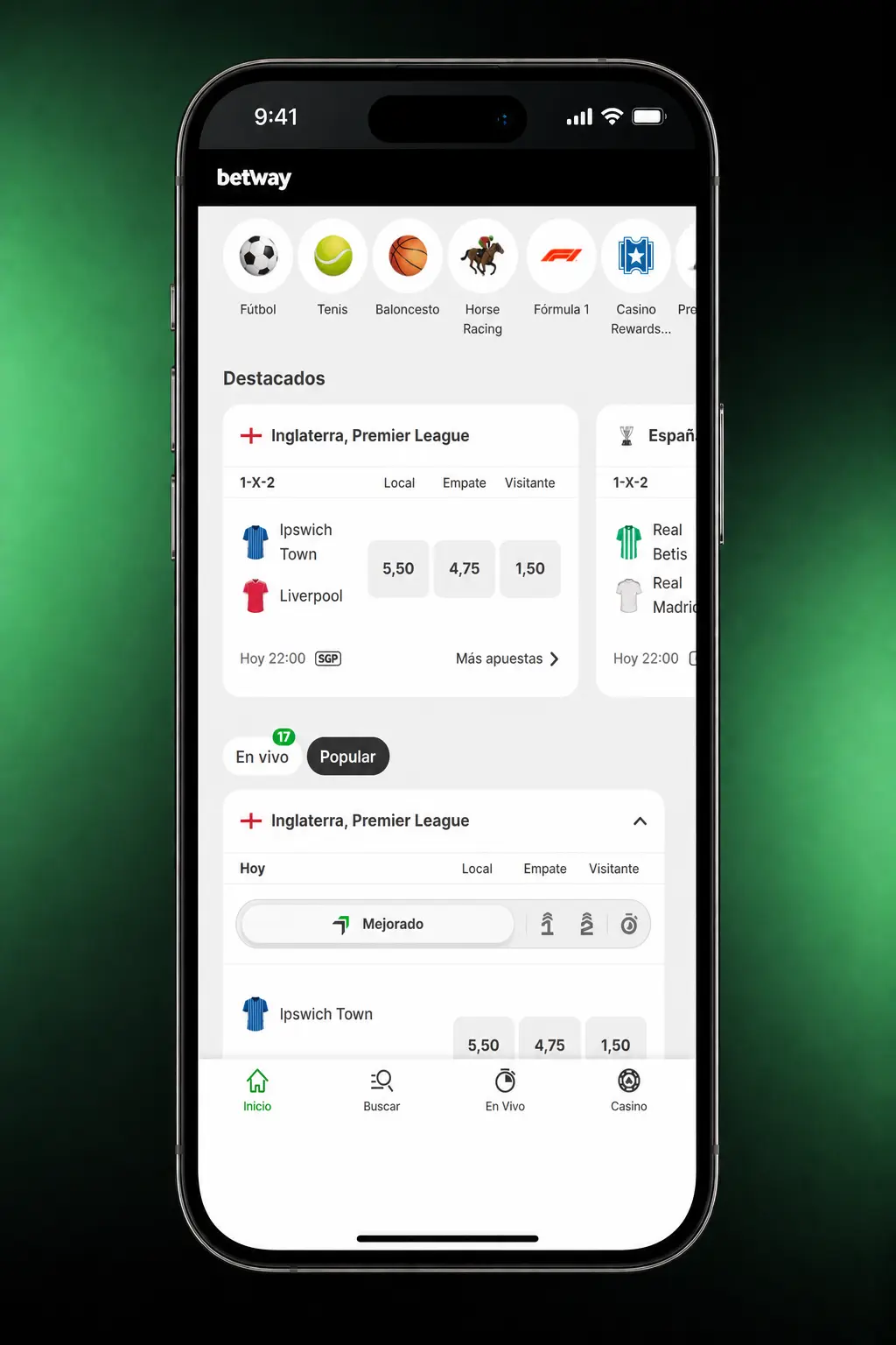 Pasos para registrarse, depositar y apostar al fútbol en Betway, desde el registro hasta confirmar el boleto de apuestas.